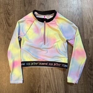 Betsy Johnson Long Sleeve 1/4 Zip Tie Dye Swimsuit Top Girls Sz 10